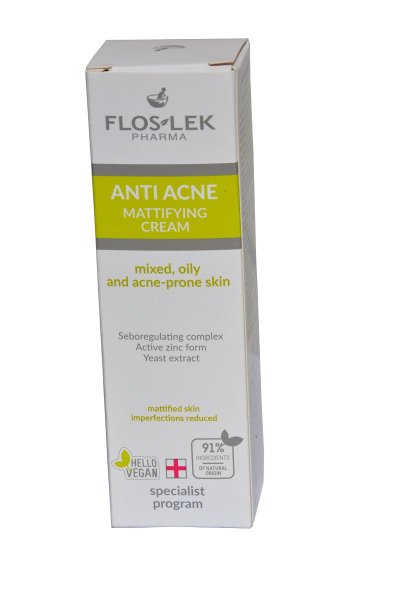 Mattierende Anti Akne Creme, 50ml, beseitigt Bakterien, Viren, reguliert Talkproduktion, mehrere Kräuterextrakte